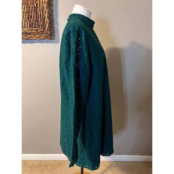 ASOS Sheath Dress 14 Green Cotton Lace Long Sleeve Washable Stretch NEW NWT - Picture 7 of 12